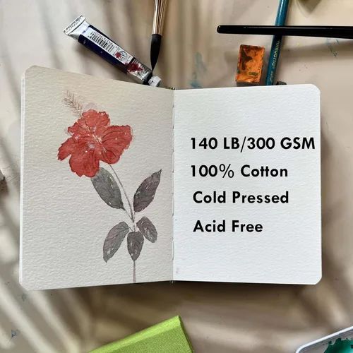 Miniatura 4 de tumuarta Acuarela - Cuaderno de bocetos, 7.5 x 5 pulgadas, 140 libras, 300 GSM, 100% algodón, sin ácidos, prensa en frío, 24 hojas, 48 páginas