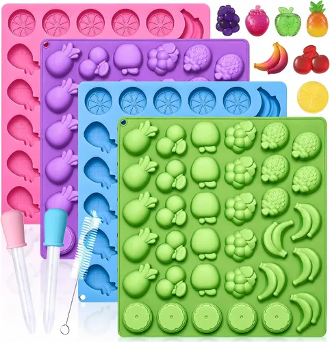 Miniatura 7 de LUSHYUM Moldes grandes de goma de oso 5 ML, moldes de caramelo de chocolate de goma de silicona libres de BPA con 4 goteros y cepillo de limpieza