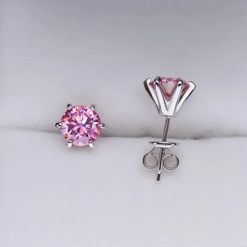 Miniatura 5 de GIGAJEWE Aretes de moissanita de corte redondo total 2.0 quilates, aretes de plata chapados en oro blanco de 18 quilates para mujeres y hombres