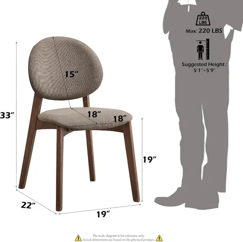 Miniatura 9 de Acme Hadasa - Silla auxiliar de lino y madera en color marrón y nogal (juego de 2)