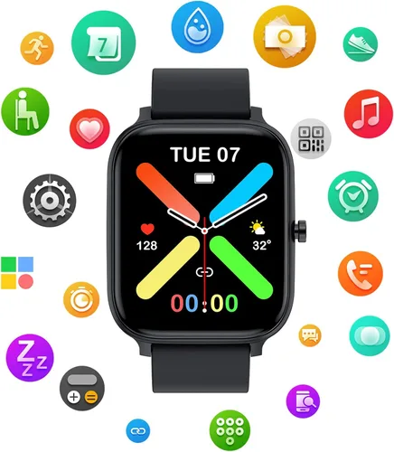 Miniatura 8 de Reloj inteligente para hombres y mujeres, compatible con iPhone, Samsung, teléfono Android, pantalla táctil completa de 1.83 pulgadas, IP68, Negro