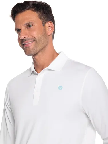 Miniatura 5 de Coolibar playera polo para golf con UPF 50+ para hombre - Protege del sol, XL, Blanco
