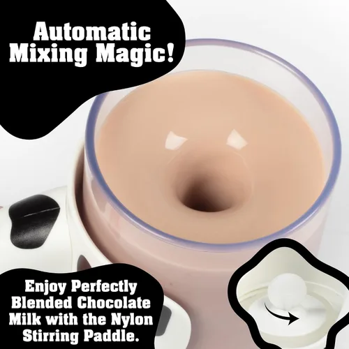 Miniatura 2 de Hog Wild Moo Mixer Supreme - Taza Mezcladora de Leche con Chocolate, Taza de 16 Onzas + Tapa Antiderrames y Base Desmontable Fácil de Limpiar