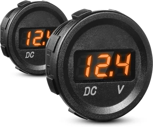 Miniatura 9 de BBTO 2 Piezas DC 12V Medidor de Voltaje para Auto con Pantalla LED, Voltímetro Digital Impermeable, Panel Redondo Compatible con Vehículo