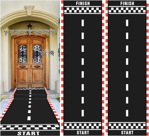 Tapete de 10 pies de largo para decoración de carreras de pista de carreras, decoración de carreras, suministros de fiesta para carreras de