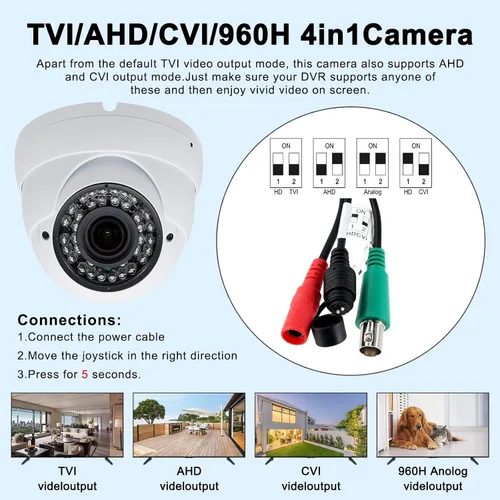 Miniatura 2 de Anpviz Cámara CCTV analógica 1080P HD 4 en 1 (TVI/AHD/CVI/960H CVBS), cámara analógica de enfoque manual/zoom 4X lente varifocal de 0.110-0.472 in