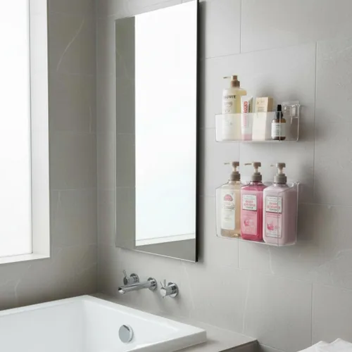 Miniatura 5 de Organizador de almacenamiento adhesivo para montar en la pared, paquete de 2 unidades para almacenamiento de juguetes de baño, cocina, baño y Clear