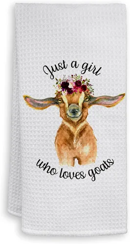 HIWX Just A Girl Who Loves Goats Goat Lover - Toallas de cocina decorativas y paños de cocina, divertidos paños de mano de flores de cabra rústica