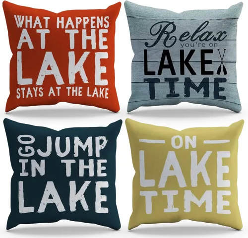 Miniatura 5 de BXFAHZJ Lake Rules Welcome to Our Lake House - Juego de 4 fundas de almohada de 18 x 18 pulgadas, decoración de cabaña de lago para lago, pádel