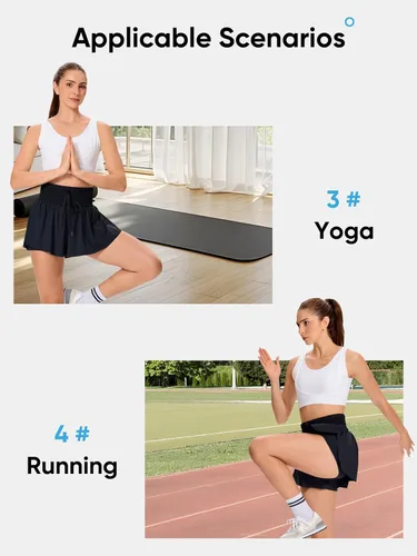 Miniatura 5 de Blaosn Pantalones cortos deportivos fluidos para mujer, entrenamiento, correr, gimnasio, yoga, falda pantalón de cintura alta, falda de sudor, ropa
