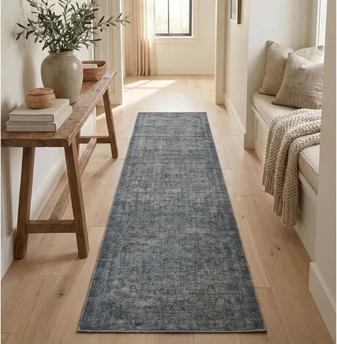 Miniatura 7 de Well Woven Alfombra de Pasillo y Escalera de Tamaño Personalizado - Elige Tu Longitud - Alfombra Pasillera Juliette de Tejido Plano Oriental Azul 27