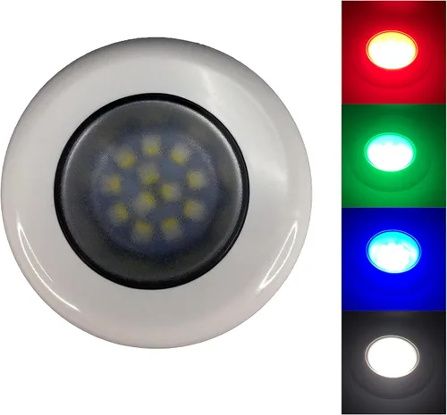 Miniatura 7 de Pactrade Marine Pontón de barco para caravana, rojo, verde, azul, blanco, luz de techo LED de cortesía, carcasa de plástico blanco, lente