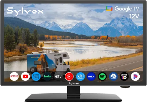 SYLVOX Smart RV TV, 24 pulgadas 12 voltios TV para RV Camper 1080P DC/AC Powered Television, compatible con Google OS, compatible con aplicaciones