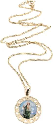 Miniatura 2 de SIFRIMANIA Medalla Religiosa Católica Chapada en Oro con Cadena Espiral para Niños y Mujeres
