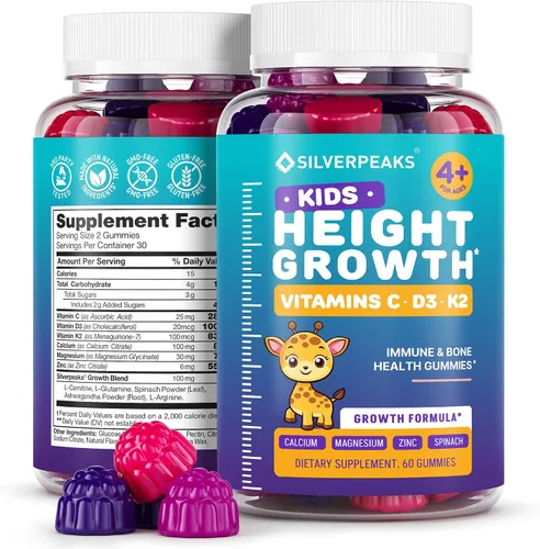 Miniatura 6 de SILVERPEAKS Gomitas de crecimiento de altura para niños, adolescentes y adultos, suplemento maximizador de crecimiento de altura con calcio