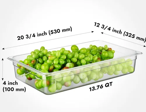 Miniatura 2 de CURTA Paquete de 6 sartenes NSF para alimentos, tamaño completo de 4 pulgadas de profundidad, policarbonato comercial de plástico transparente apto