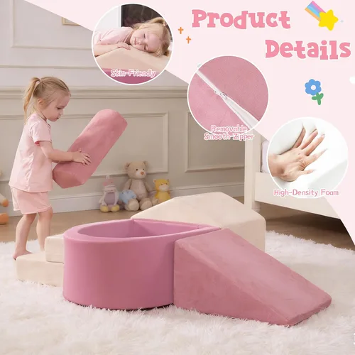 Miniatura 5 de STAOLENE 5 bloques de escalada de espuma para niños pequeños de 1 a 3 años, gimnasio Montessori para jugar en interiores con pozo de pelotas