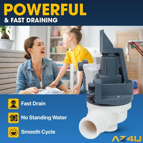 Miniatura 6 de AZ4U b25-3a04 W10876600 Bomba de drenaje para lavadora Reemplaza bomba de drenaje W10727777 W10876600VP AP6004933 PS11738156 Para lavadoras de carga