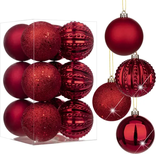Miniatura 31 de Adornos de bolas de Navidad negras de 2.36 pulgadas, 25 piezas inastillables, set de adornos de Navidad, bolas de Halloween, adorno negro para árbol