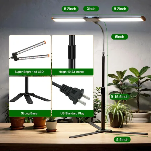 Miniatura 7 de Luz de cultivo para plantas de interior, lámpara de luz de crecimiento de espectro solar blanco de 6000 K con LED rojo y azul para semillas