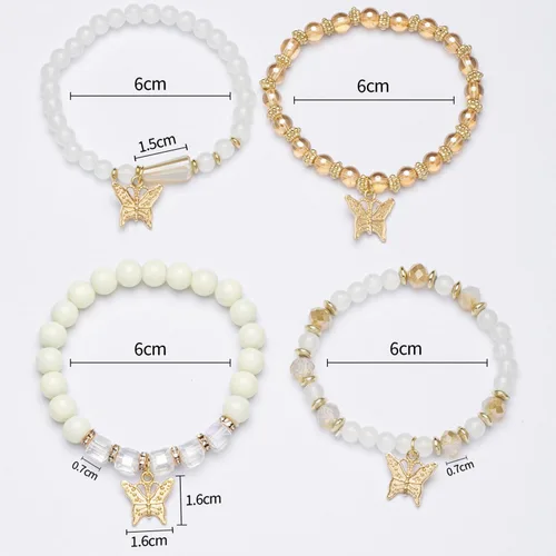 Miniatura 4 de MIFYNN Pulseras de mariposa multicolor para mujer, pulsera elástica de mariposa multicapa, pulsera de cuentas de cristal para mujer, regalos