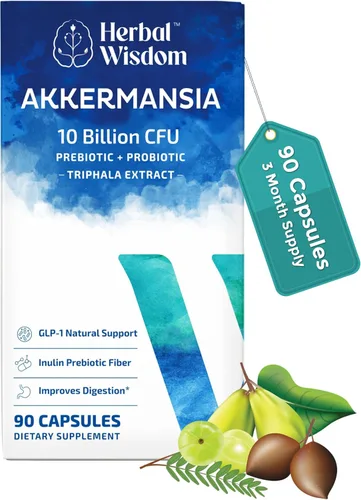 Akkermansia Probiotic 10 mil millones de UFC – Soporte avanzado GLP-1, probiótico+prebiótico | para apoyo intestinal y metabolismo – sin hinchazón |