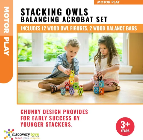 Miniatura 4 de Discovery Toys Juego de acróbatas de equilibrio de madera de búhos apilables Aprendizaje impulsado por niños Juguete STEM para el desarrollo