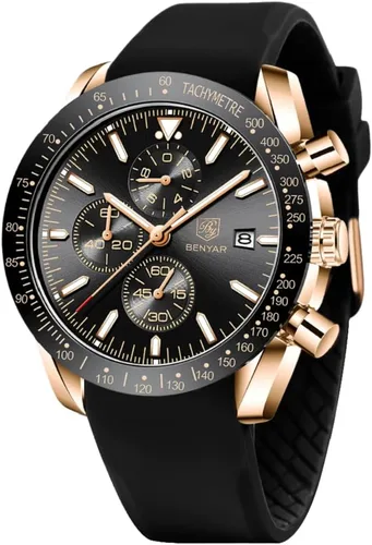 BY BENYAR - Reloj para hombre, cronógrafo analógico de cuarzo, impermeable, luminoso, de diseñador, relojes de pulsera para hombre, para negocios,