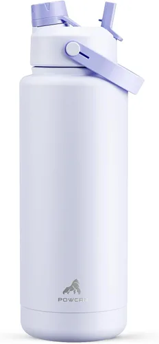 Miniatura 44 de POWCAN - Botella de agua térmica 2 en 1, sorbete y tapa con boquilla, antifugas, acero inoxidable sin BPA, apta portavasos automóvil, bebida fría 24