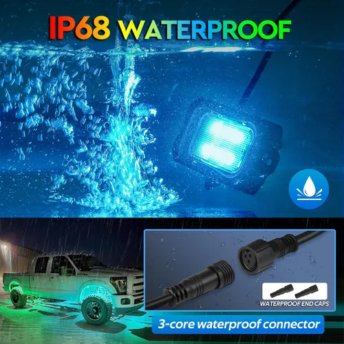 Miniatura 7 de MICTUNING C2 Max RGB+IC Chasing Color Rock Lights - 2 piezas (no incluye controlador)