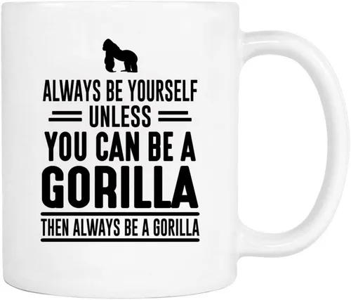 Miniatura 2 de Taza con texto en inglés «Always Be Yourself Unless You Can Be A Gorilla Then Always Be A Gorilla » Blanco con mango/borde negro