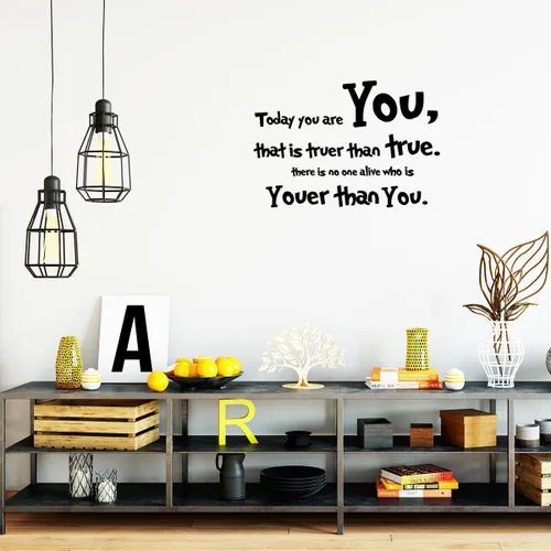 Miniatura 2 de Lchen Calcomanías de pared de PVC con texto en inglés "Today You are You That is Truer Than True There is No One Alive Who is Youer Than Youer Than