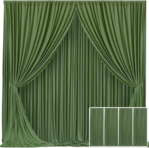 Miniatura 29 de Cortina de fondo beige de 10x10 para bodas y fiestas, cortina de fondo beige sin arrugas para fotos, cortinas de fondo para decoración de baby Gris