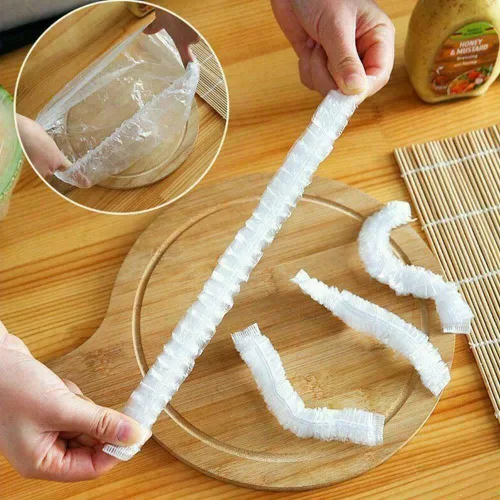 Miniatura 4 de Yeahgoshopping Cubierta de plástico desechable reutilizable para alimentos, fácil con tapas elásticas de cocina, cuencos también se utilizan como