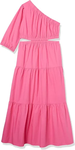 Miniatura 6 de The Drop Vestido midi escalonado de abril con un solo hombro para mujer