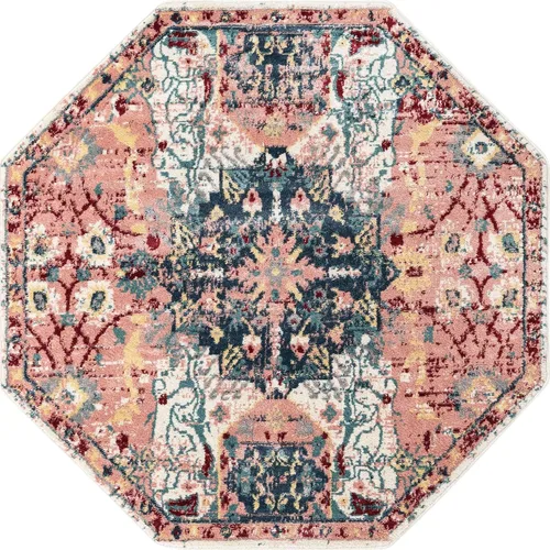Miniatura 19 de Unique Loom Sumter Collection - Alfombra Aiken (2 x 6 pies, color rosa y azul)
