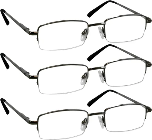 TruVision Readers 9509 Gafas de lectura 1/3 PK, para hombres y mujeres +1.00-4.00 09h-3 Gunmetal