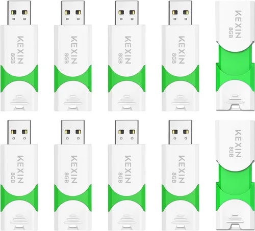 KEXIN Unidad Flash de 8GB Paquete de 10 Unidad Flash USB 2.0 de 8 GB Unidad Thumb 2.0 Unidad USB a Granel Unidad Jump Giratoria Unidad Pen