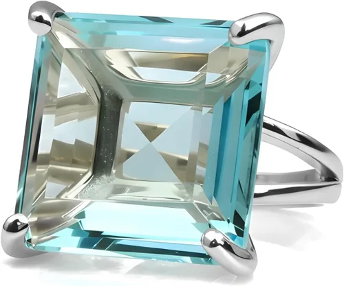 Miniatura 6 de Exquisito anillo de topacio – Banda rellena de oro de 14 quilates con topacio azul – Piedra natal de noviembre – Tallas 3 – 12.5 – Joyería hecha a