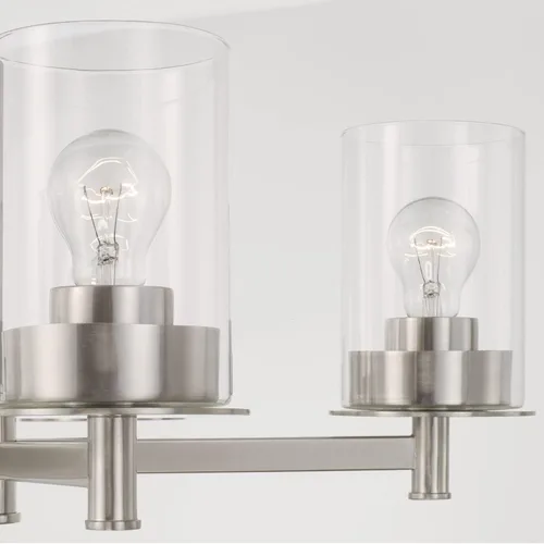 Miniatura 3 de HomePlace Lighting 446851AD-532 Mason - Candelabro redondo de cristal transparente de transición, 5 luces, 500 vatios totales, 24 pulgadas de alto x