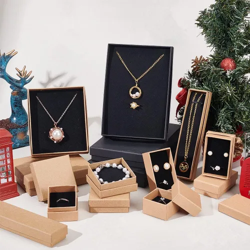 Miniatura 6 de BENECREAT Paquete de 24 cajas pequeñas de cartón para pendientes de 1.88 x 1.8 x 1.33 pulgadas, cajas de regalo cuadradas de cartón para Navidad