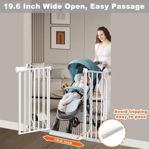Miniatura 6 de Fairy Baby Puerta de bebé extra ancha para puertas, puertas de seguridad de cierre automático para dormitorio, se adapta a 57.5 pulgadas a 62