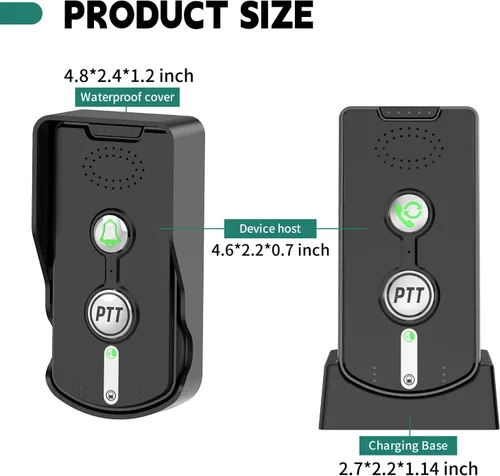 Miniatura 4 de Timbre de puerta inalámbrico, intercomunicador de 2 vías, puerta de comunicación, timbre con altavoz con control de volumen de largo alcance de 3280
