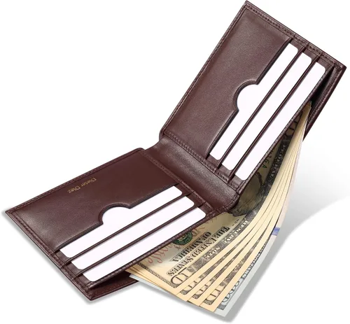 Miniatura 51 de HISCOW Billeteras plegables de cuero de grano completo para hombres, billetera minimalista delgada para hombre, regalos para papá, cumpleaños, día