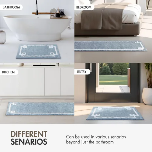 Miniatura 8 de Madison Park Evan Alfombra de Baño 100% Algodón con Respaldo Antideslizante - Tapete de Baño de Felpa Copetuda Lujoso, Absorbente, Secado Rápido