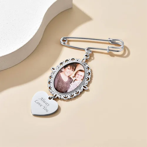 Miniatura 9 de Custom4U Ramo de boda para fotos personalizado con 1-4 imágenes, pines conmemorativos para boda, novio, novia, memoria, pasador funerario, madre