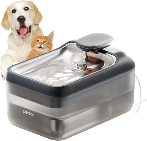 Miniatura 7 de Fuente de agua automática para gatos, 4.5 L, bandeja de bebidas de acero inoxidable de gran capacidad, dispensador de agua para gatos, bomba Gris