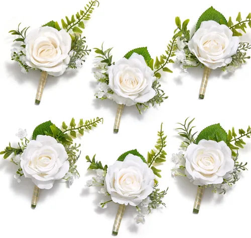 Miniatura 21 de Serwalin Conjunto de Corsage y Boutonniere Rosa, Corsage y Boutonniere de Graduación, Conjunto de Flores de Boda, Accesorios de Homecoming