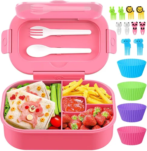 Miniatura 10 de Lonchera Bento para niños y adultos, estilo bento, 44.0 fl oz, tamaño de porción ideal a prueba de fugas, para adolescentes y niños, sin BPA