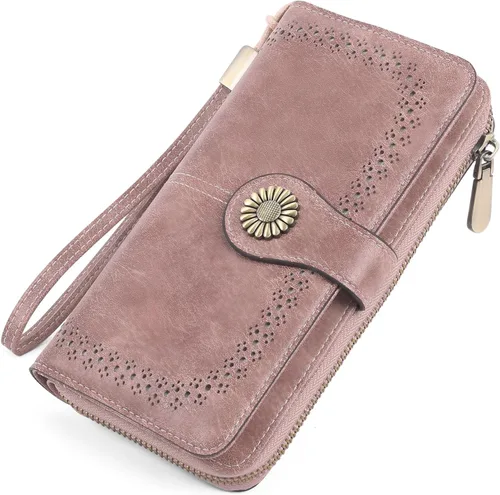 Miniatura 9 de SENDEFN Cartera de cuero para mujer, con bloqueo RFID, tarjetero para tarjetas de crédito, cartera de mano para mujer